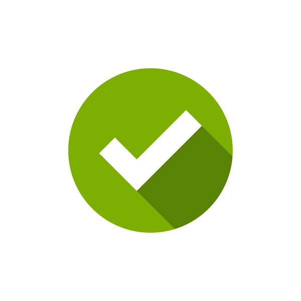 a green button with a large tick to indicate that authentication processes have been improved. 
