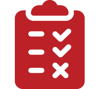 red clipboard with compliance tick list