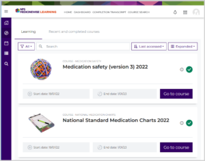 NPS Medicinewise learner dashboard
